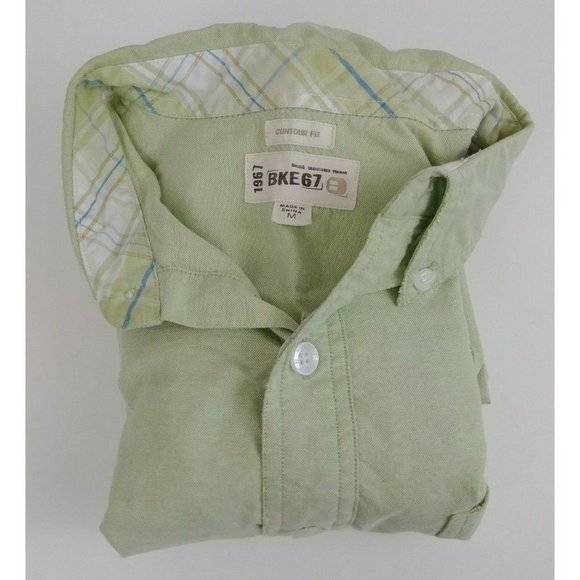 BKE 67 Mens Button Up Long Sleeve Solid Light Green Dress Shirt Size Medium - Picture 5 of 6